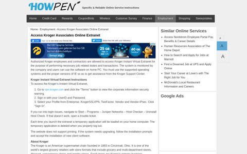 vpn.kroger.com – Access Kroger Associates Online Extranet ...