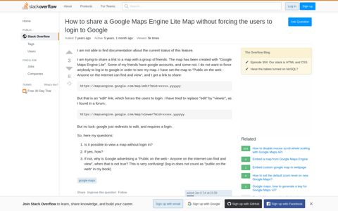How to share a Google Maps Engine Lite Map without forcing ...