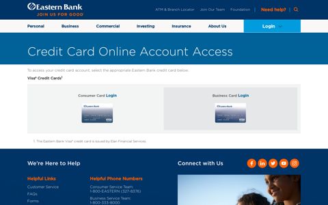 Credit Card Online Account Access | Eastern Bank