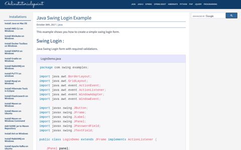 Java Swing Login Example | Swing Login with Validations