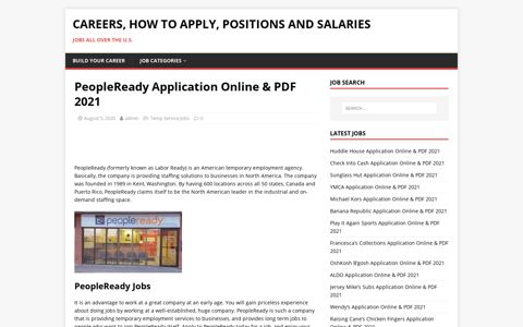 PeopleReady Application Online & PDF 2020 | Careers, How ...