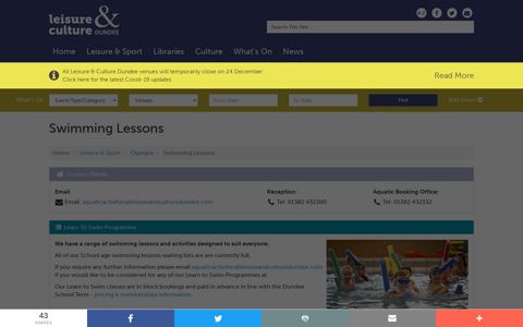 Swimming Lessons | Leisure and Culture Dundee