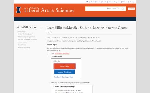 Student - Logging in to your Course Site - Learn@Illinois Moodle