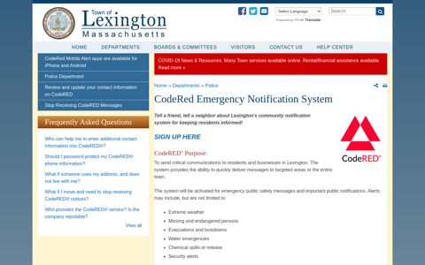 CodeRed Emergency Notification System | Town of Lexington ...