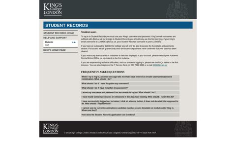 Students - King's College London - Student Records