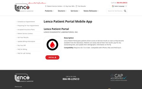 Lenco Patient Portal Mobile App | Lenco Diagnostic ...