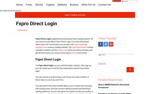 Fxpro Direct Login - ForexSQ