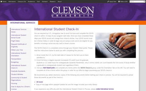 International Student Check-In | Clemson University, South ...