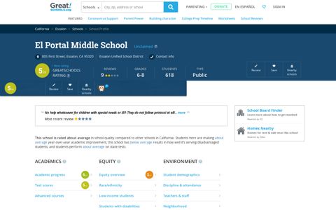El Portal Middle School - Escalon, California - CA | GreatSchools