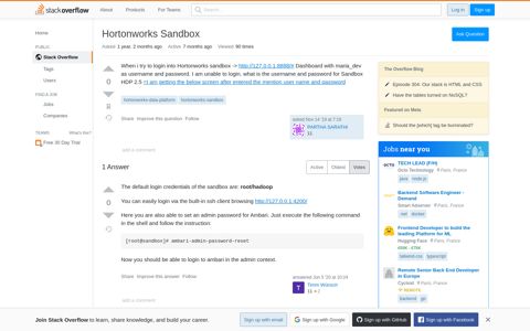 Hortonworks Sandbox - Stack Overflow