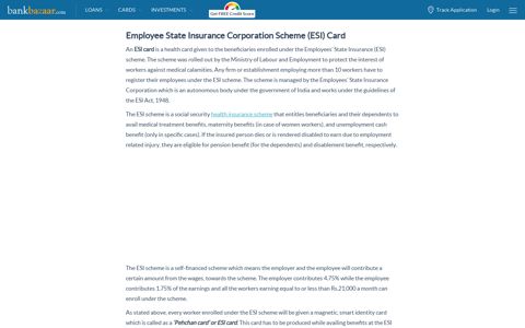 Pehchan card or ESI card - Insured Person/Employer Login
