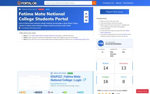 Fatima Mata National College Students Portal