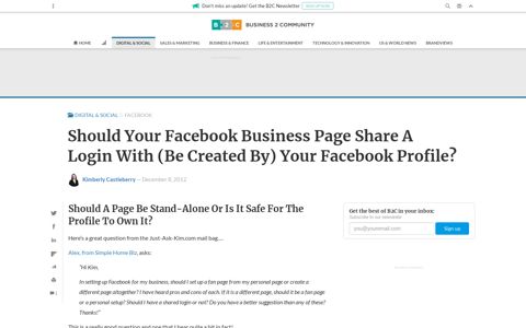 Should Your Facebook Business Page Share A Login With ...