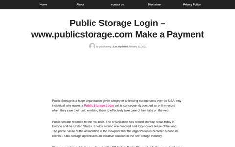 Public Storage Login - www.publicstorage.com Make a Payment