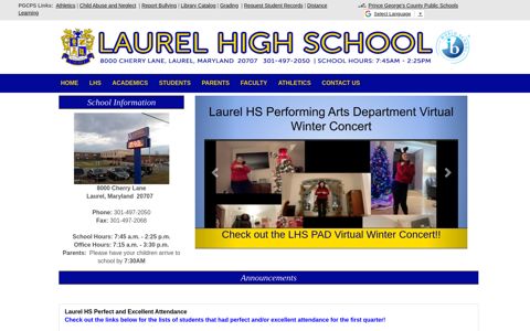 Laurel High Home Page
