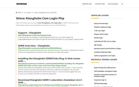 Www Klanghelm Com Login Php ❤️ One Click Access - iLoveLogin