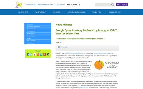 Georgia Cyber Academy Students Log In August 10th To Start ...