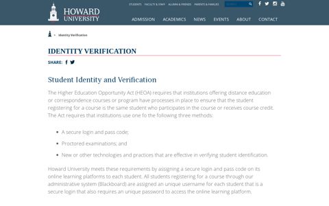 Identity Verification | Howard University