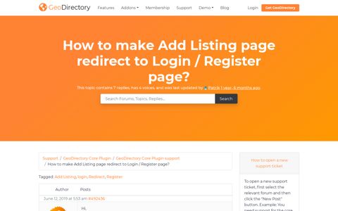 How to make Add Listing page redirect to Login / Register ...
