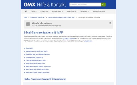E-Mail-Synchronisation mit IMAP - GMX Hilfe
