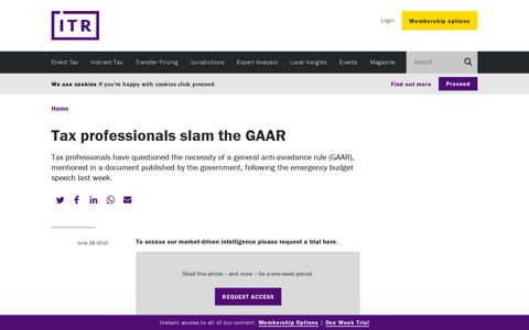 Tax professionals slam the GAAR | International Tax Review