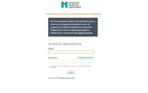 register on ihi.org - Institute for Healthcare Improvement