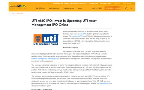 UTI AMC IPO: Invest In Upcoming UTI Asset Management IPO ...