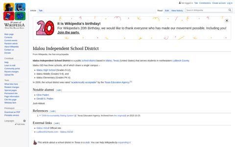 Idalou Independent School District - Wikipedia