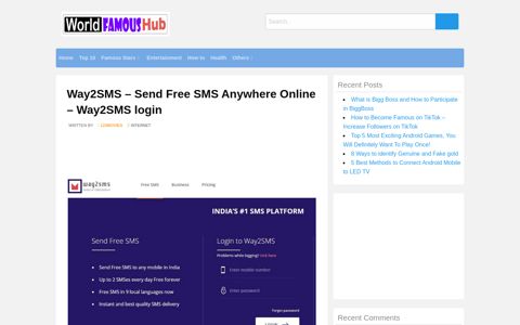 Way2SMS - Send Free SMS Anywhere Online - Way2SMS login
