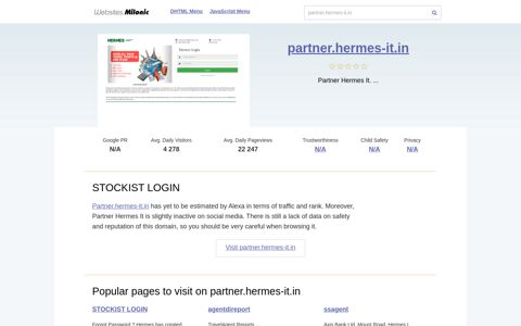 Partner.hermes-it.in website. STOCKIST LOGIN.