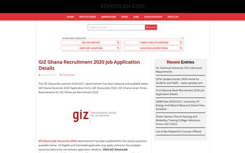 GIZ Ghana Recruitment 2020 Job Application Details ...