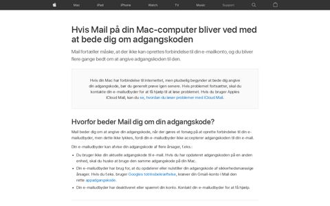Hvis Mail på din Mac-computer bliver ved med at bede dig om ...