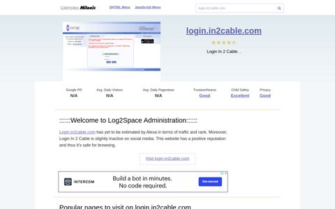 Login.in2cable.com website. ::::::Welcome to Log2Space ...