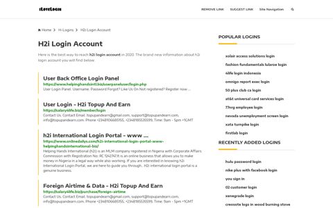 H2i Login Account ❤️ One Click Access