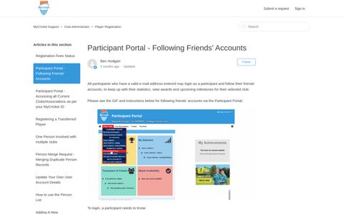 Participant Portal - Following Friends' Accounts – MyCricket ...