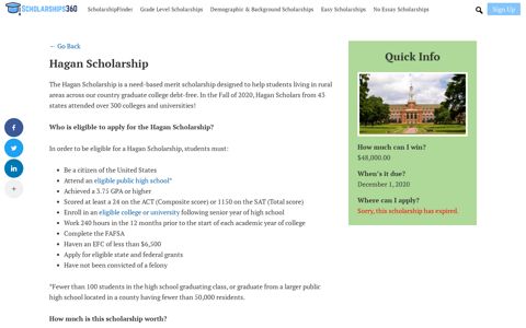 Hagan Scholarship | Scholarships360