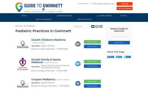 Pediatric Practices in Gwinnett - GUIDE TO GWINNETT