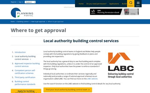 Local authority building control services - Planning Portal