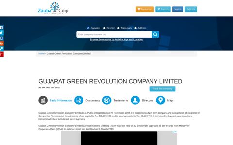 Gujarat Green Revolution Company Limited - Zauba Corp