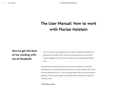 User Manual: How to work with Florian Holstein (Product ...