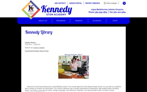 Kennedy Library - Kennedy STEM Academy