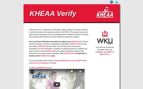 Verification - WKU - KHEAA Verify