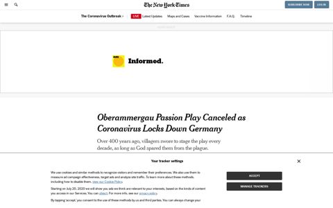 Oberammergau Passion Play Canceled as Coronavirus Locks ...