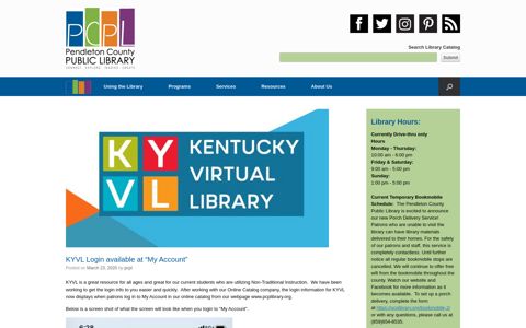 KYVL Login available at “My Account” – Pendleton County ...