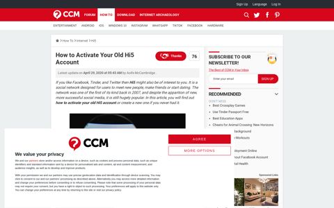 How to Activate Your Old Hi5 Account - CCM