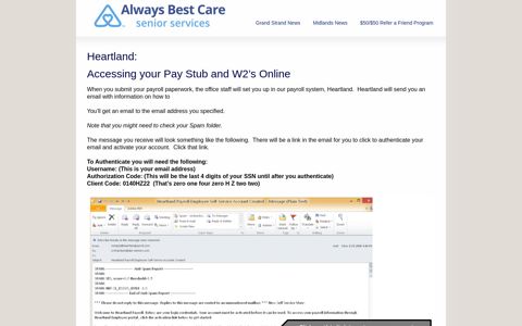 Setting up your account in Heartland: accessing your Pay Stub ...