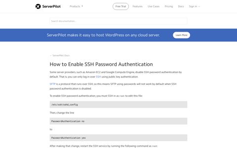 How to Enable SSH Password Authentication - ServerPilot