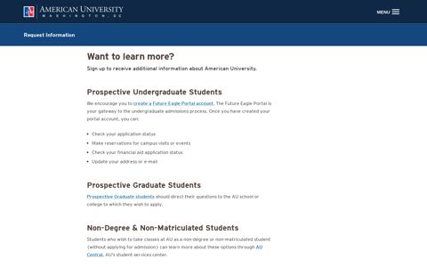 Request Information | American University, Washington, DC