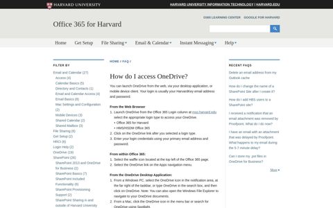 How do I access OneDrive? | Office 365 for Harvard