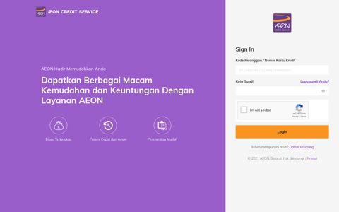 AEON Credit Service Indonesia: Login